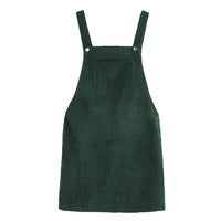 Women Sleeveless Pocket Retro Corduroy Dress