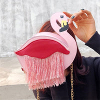 Pink Flamingo Tassel Crossbody Bag