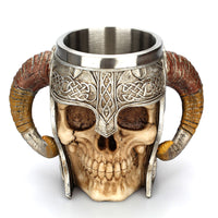 Viking Horned Demon Skull Mug