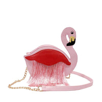 Pink Flamingo Tassel Crossbody Bag