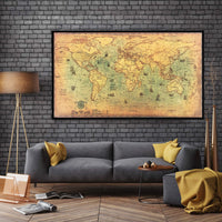 Vintage Home Decor Retro Nautical World Map